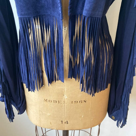 Free People Genuine Sheep Leather Fringed Jacket Embroidered Insets Size: Large - Picture 3 of 9